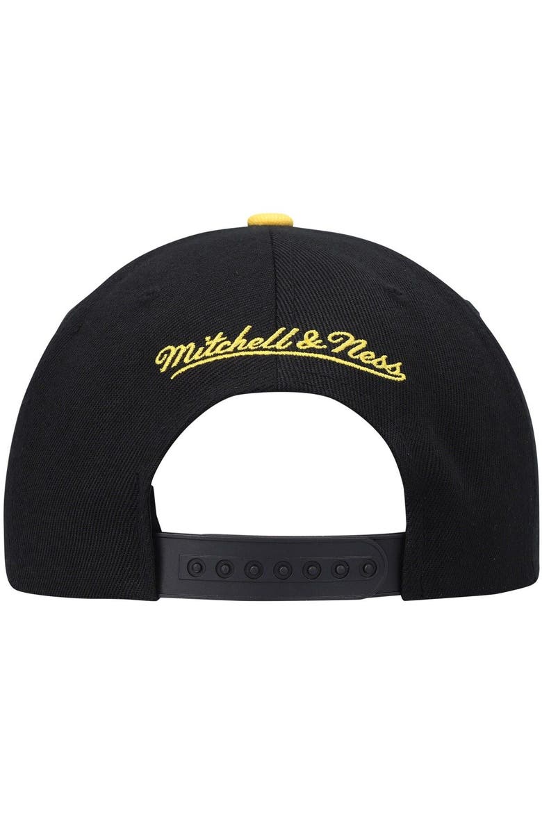 Men's Mitchell & Ness Black/Gold Los Angeles Lakers Hardwood Classics Low Big Face Snapback Hat, Alternate, color, Black