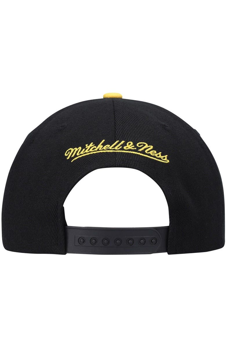 Mitchell & Ness Men's Mitchell & Ness Black/Gold Los Angeles Lakers Hardwood Classics Low Big Face Snapback Hat, Alternate, color,