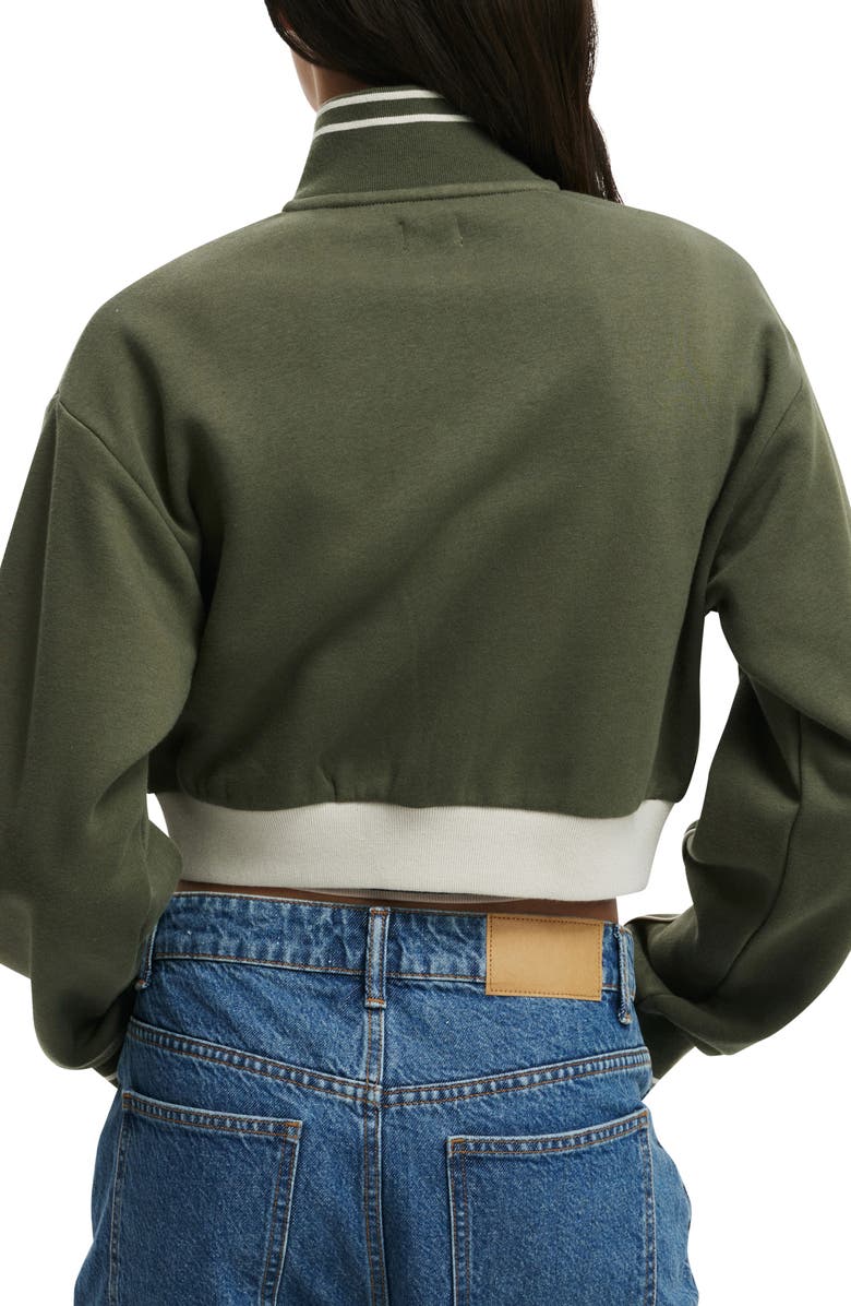 Cotton On Cropped Track Jacket, Alternate, color, Co Crest / Dark Olive