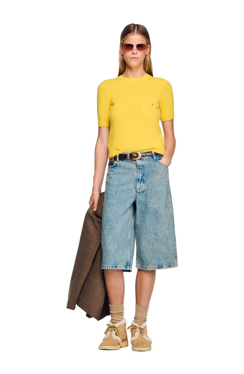 SANDRO Short-sleeve sweater, Alternate, color, Gold Yellow