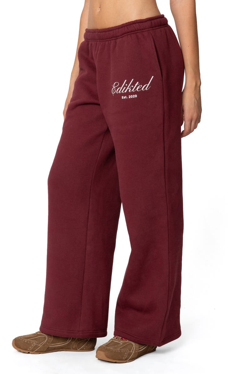 EDIKTED Get Edikted Relaxed Fit Sweatpants, Alternate, color, Burgundy