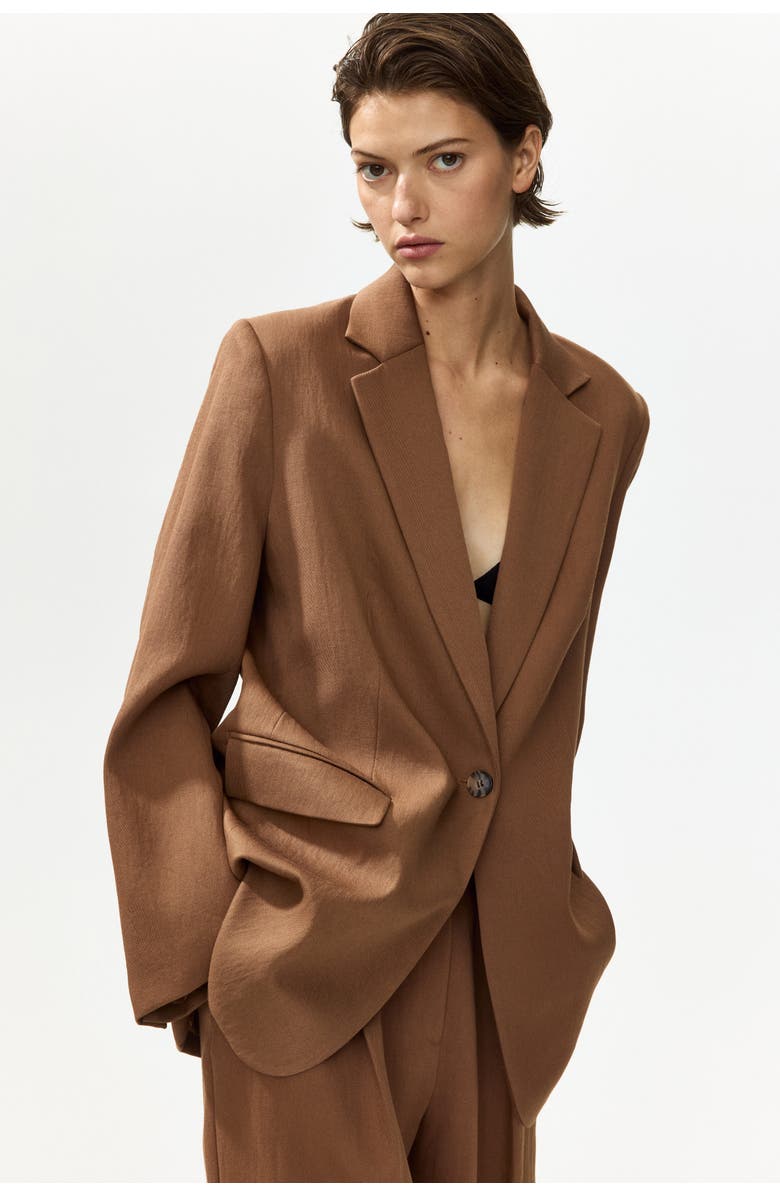 H&M Single-breasted blazer, Main, color, Brown