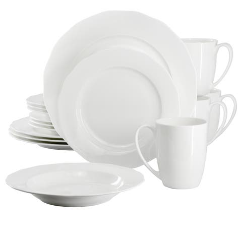 Eva 16 piece Wavy Edge Bone China Dinnerware Set