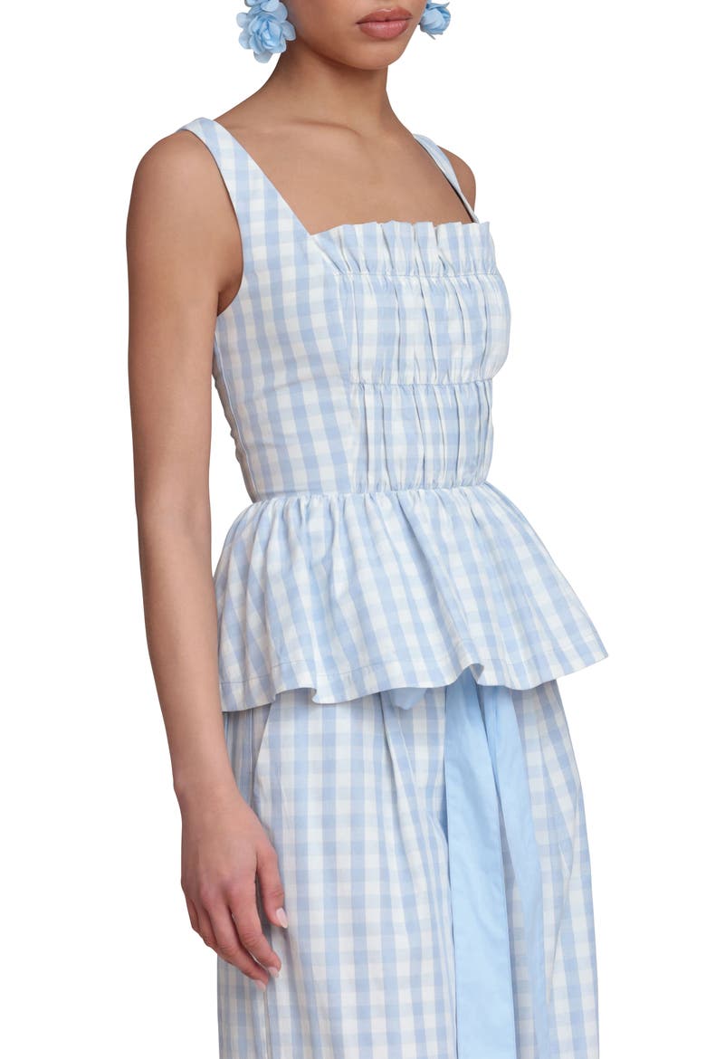Gingham Peplum Top, Alternate, color, LIGHT BLUE GINGHAM