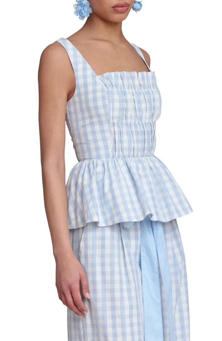 Avec Les Filles Gingham Peplum Top, Alternate, color, Light Blue Gingham