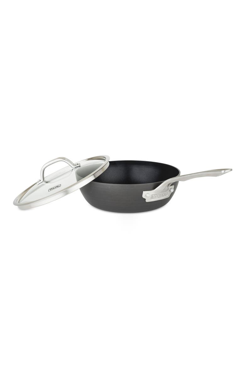 3-Quart Hard Anodized Nonstick Saucier with Lid, Alternate, color, DARK GREY