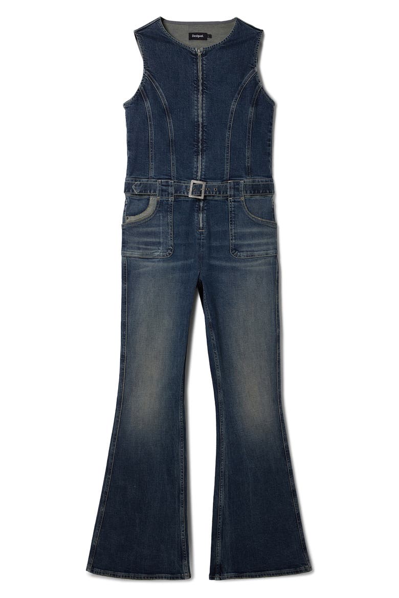 Danas Sleeveless Denim Jumpsuit, Alternate, color, BLUE