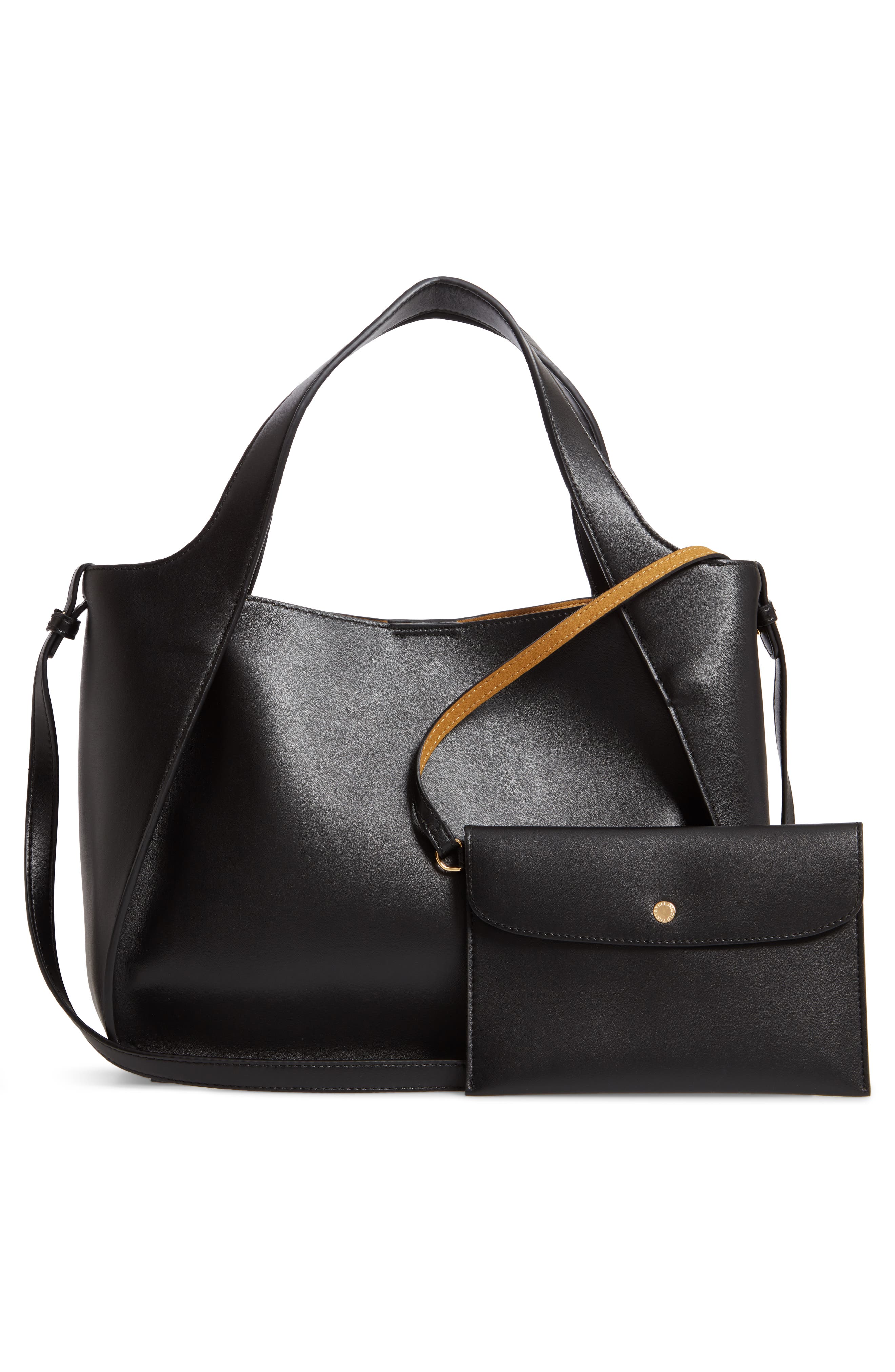 Stella McCartney Perforated Logo Faux Leather Satchel, Alternate, color, 