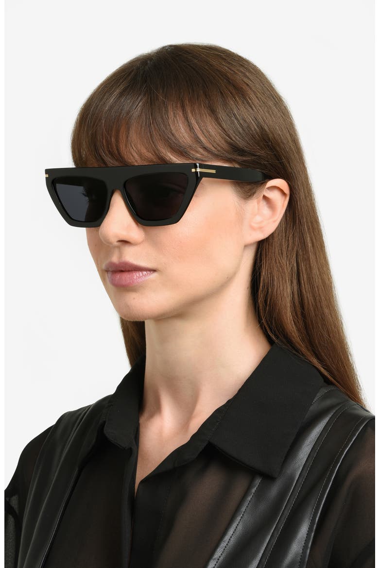 58mm Cat Eye Sunglasses, Alternate, color, BLACK