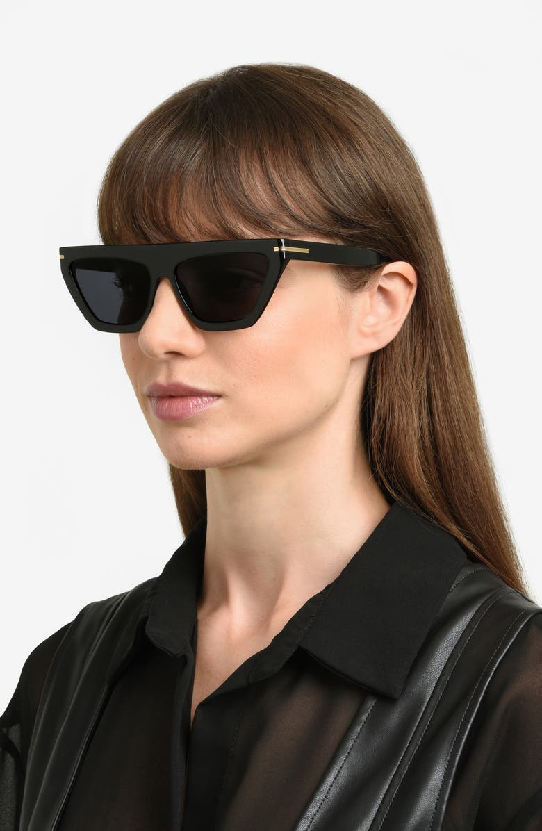 BOSS 58mm Cat Eye Sunglasses, Alternate, color, Black