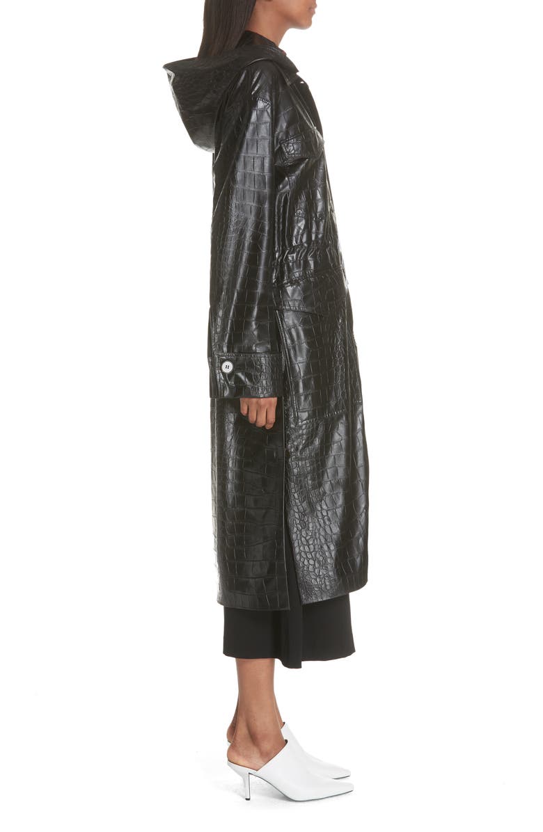 Nanushka Gus Faux Crocodile Trench Coat, Alternate, color,