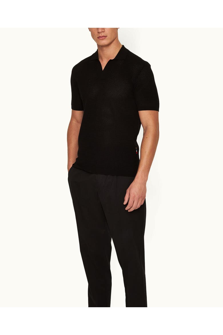 Roddy Tailored Fit Open Mesh Stitch Polo Shirt, Main, color, Black