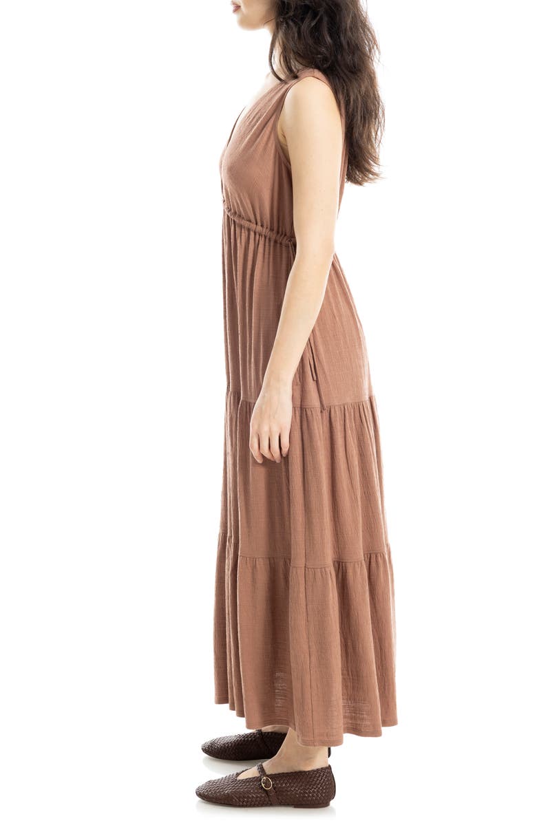 MAX STUDIO V-Neck Sleeveless Tiered Maxi Dress, Alternate, color, Copper Rose