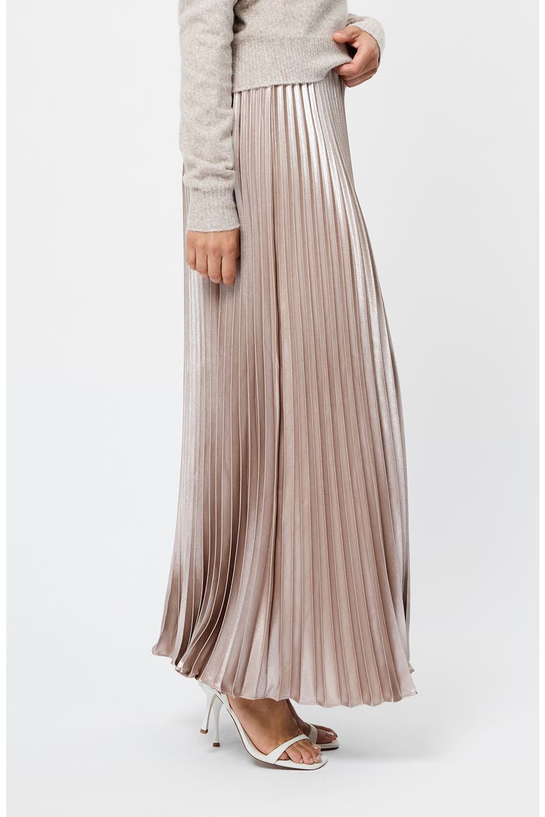 Marielle Pleated Metallic Satin Maxi Skirt, Alternate, color, CHAMPAGNE MIST