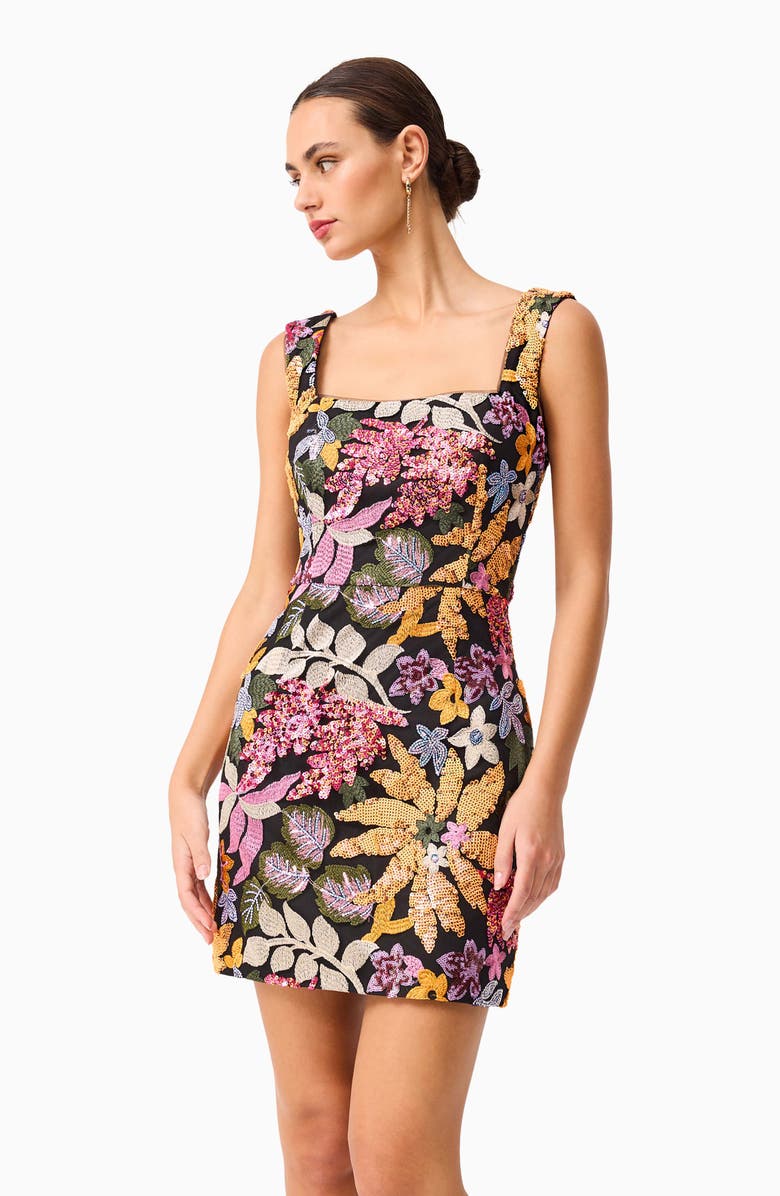 Elliatt Kiran Floral Embellished Sleeveless Minidress, Alternate, color, Black Multi