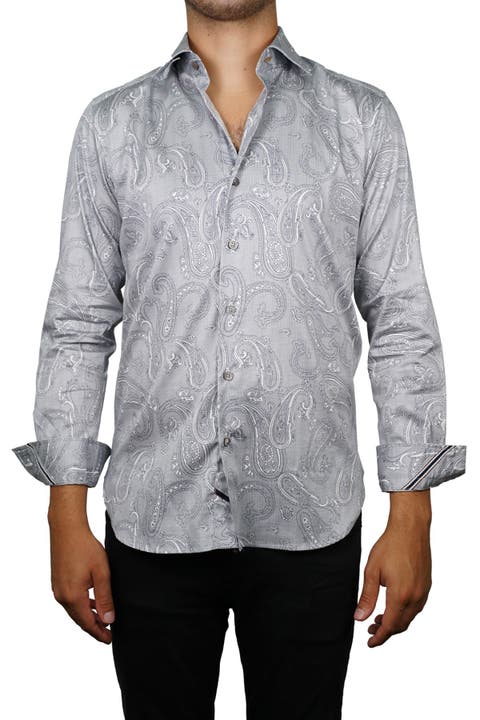 Paisley Inlay Print Long Sleeve Shirt