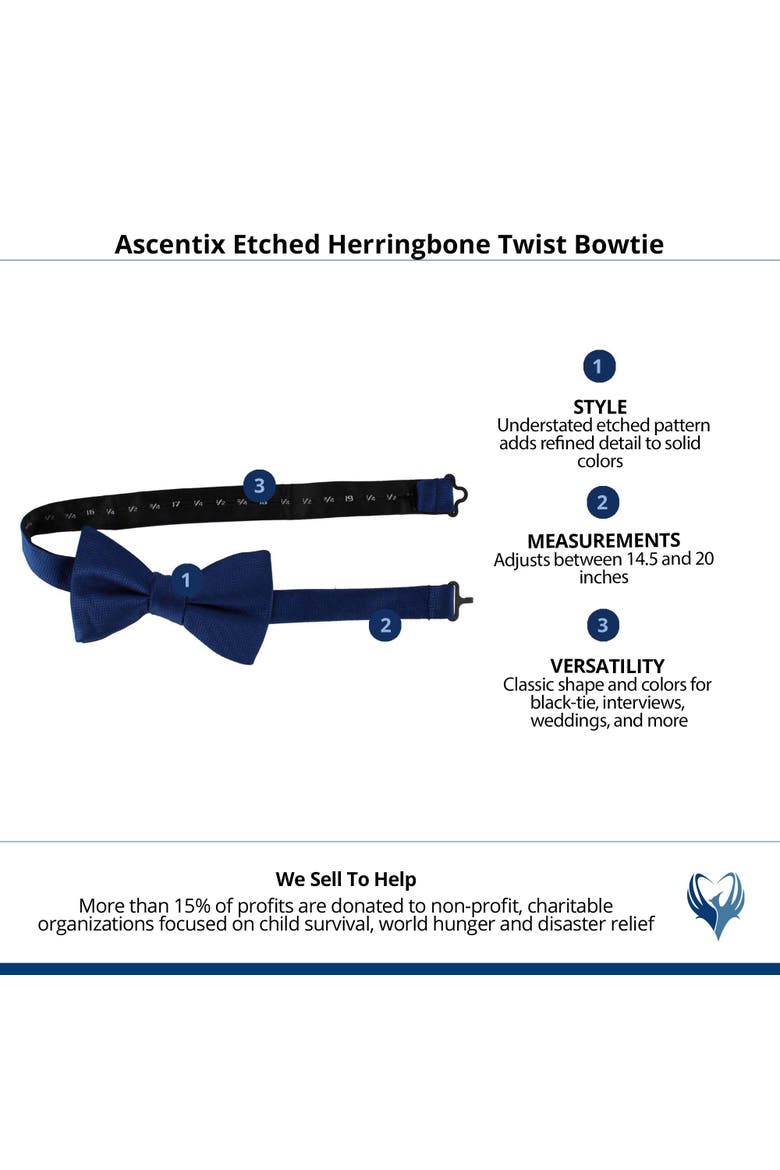 Etched Herringbone Twist Bowtie, Alternate, color, Navy