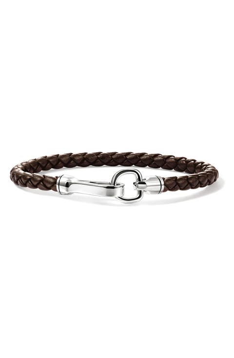 Hook Clasp Bracelet, Leather, 5mm