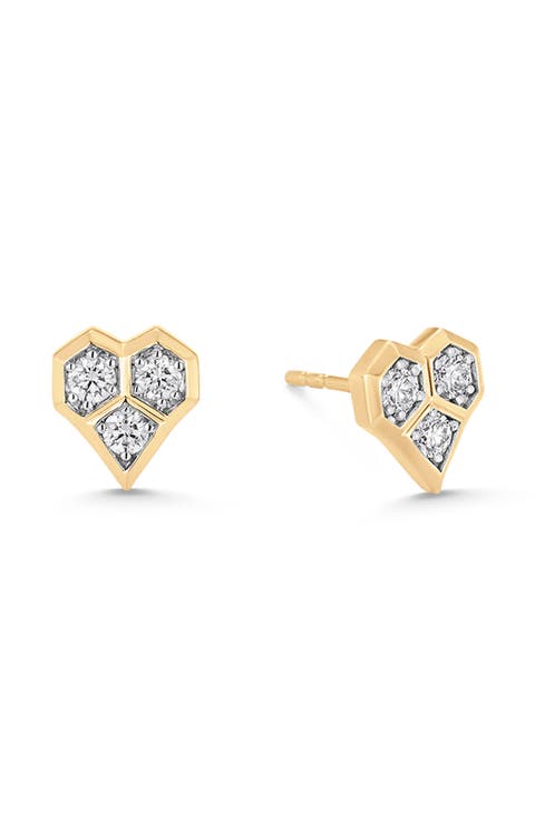 Honeycomb Heart Stud Earrings