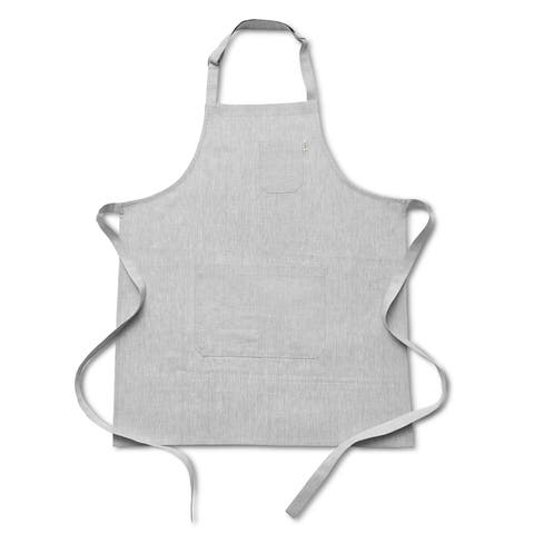 Linen Bib Apron for Men & Women with Front Pockets, 32 x 27 Inches