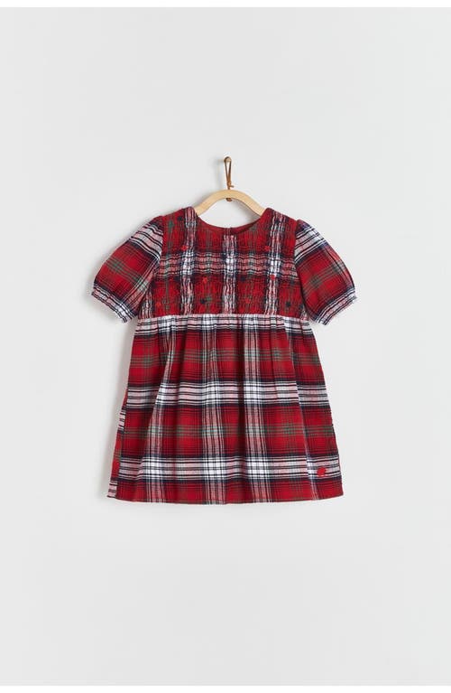 Babycottons Christmas Flannel Plaid Dress For Toddler In Red