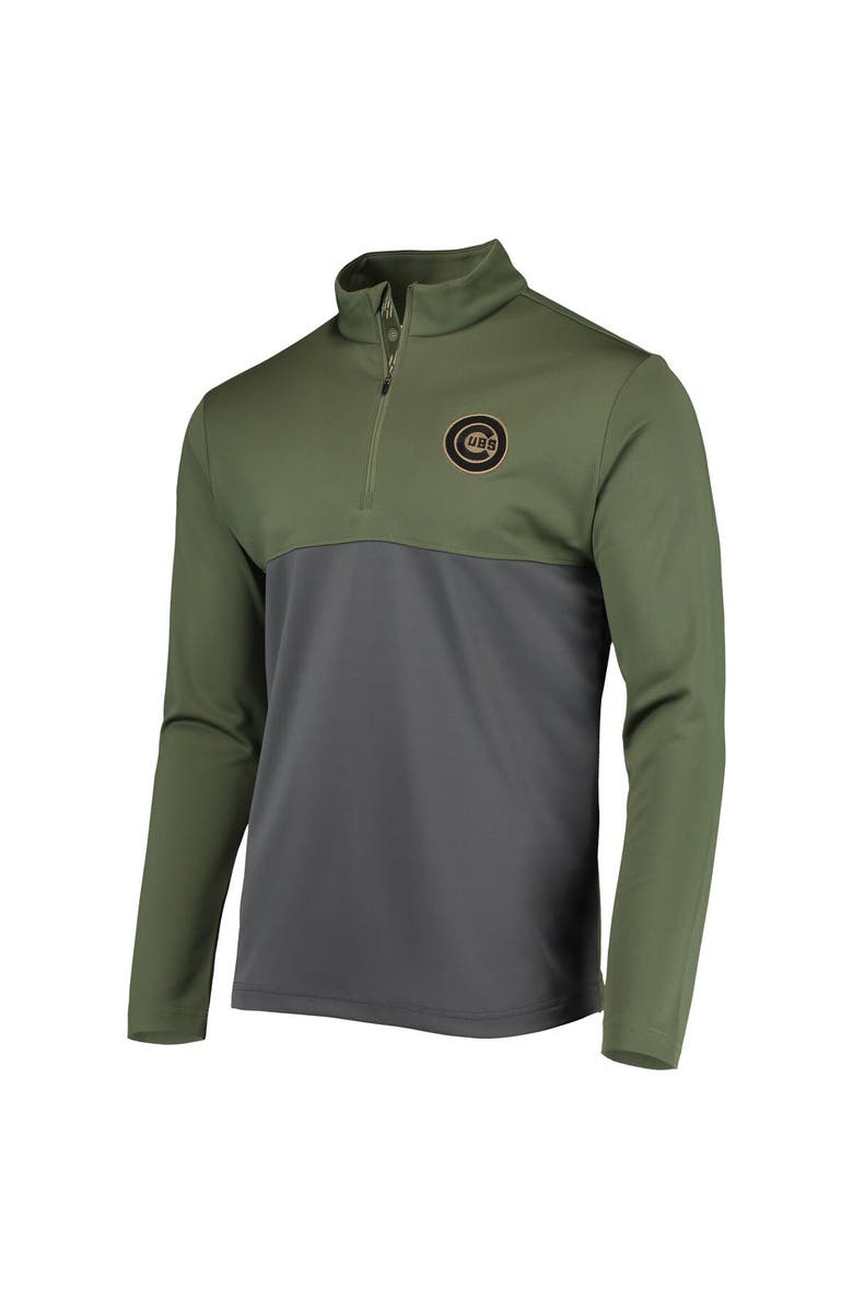 LEVELWEAR Men's Levelwear Olive Chicago Cubs Delta Pursue Quarter-Zip Jacket, Alternate, color, 