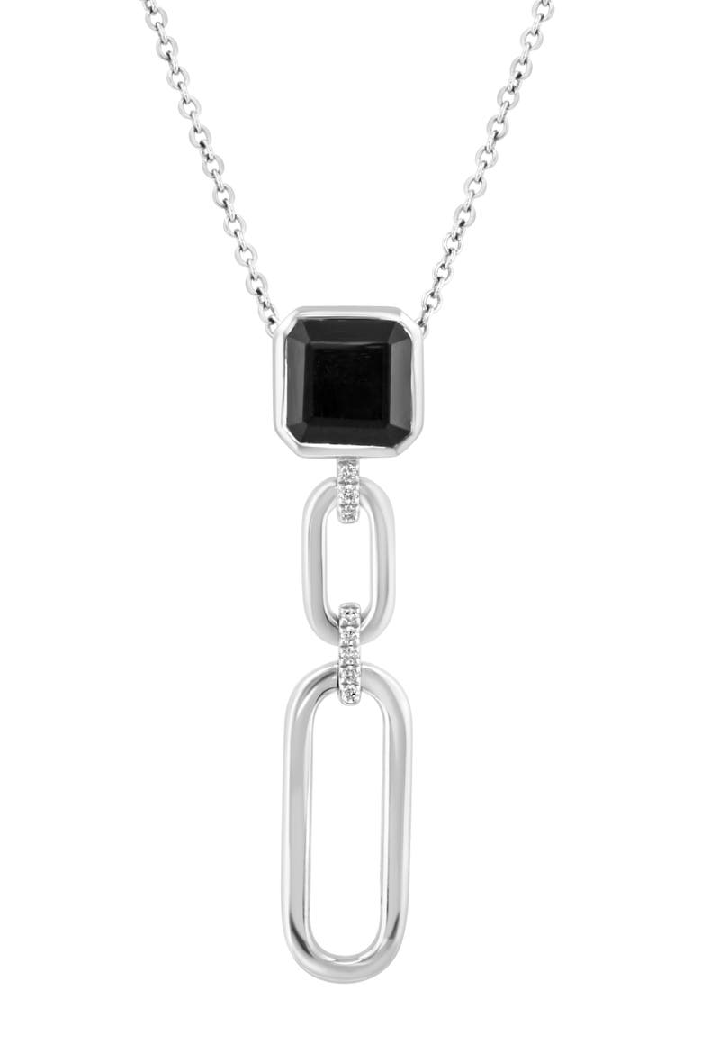 Diamond & Onyx Pendant Necklace - 0.03ct., Main, color, BLACK