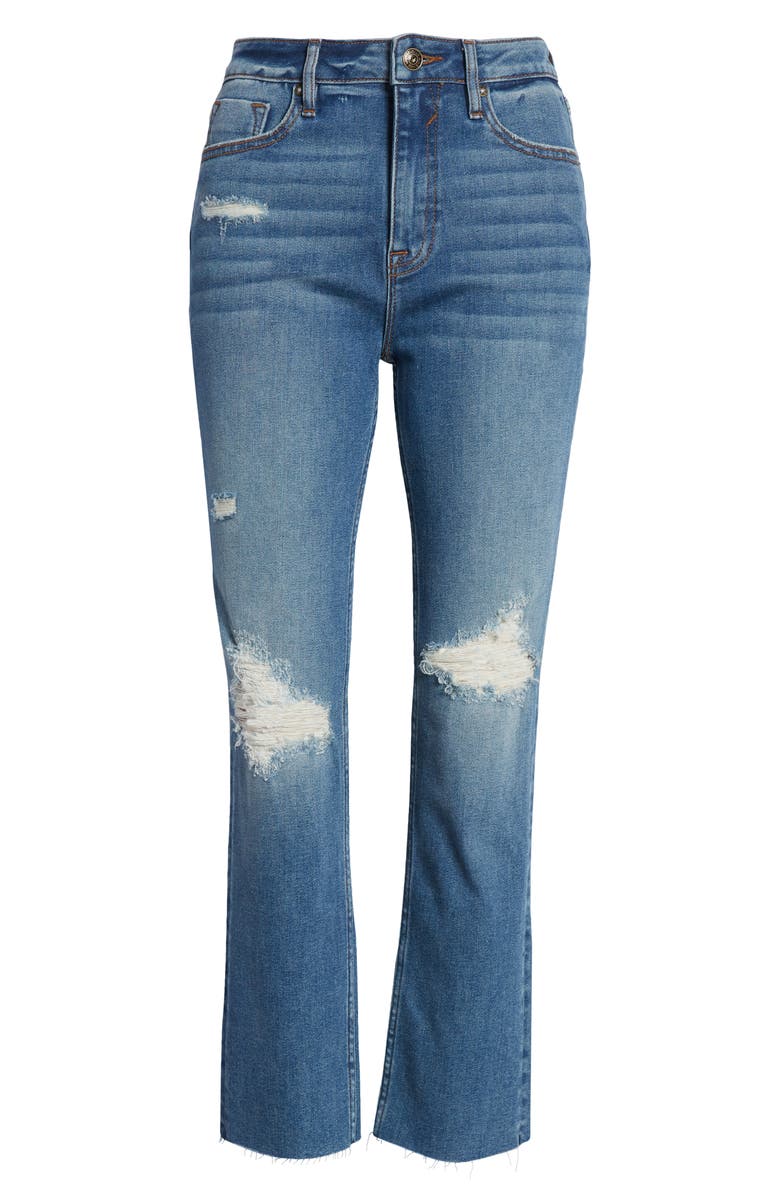 Vigoss Stevie Ripped High Waist Crop Straight Leg Jeans, Alternate, color,