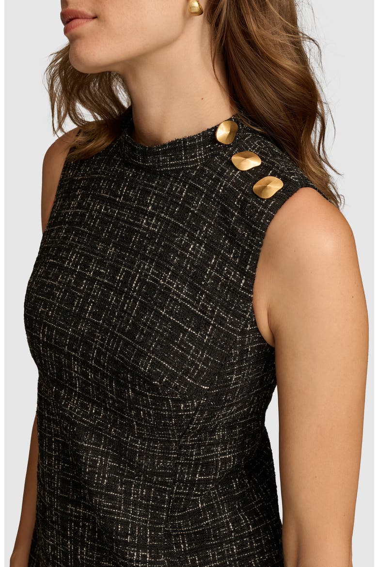 Tweed Sleeveless Sheath Dress, Alternate, color, BLACK/ CREAM