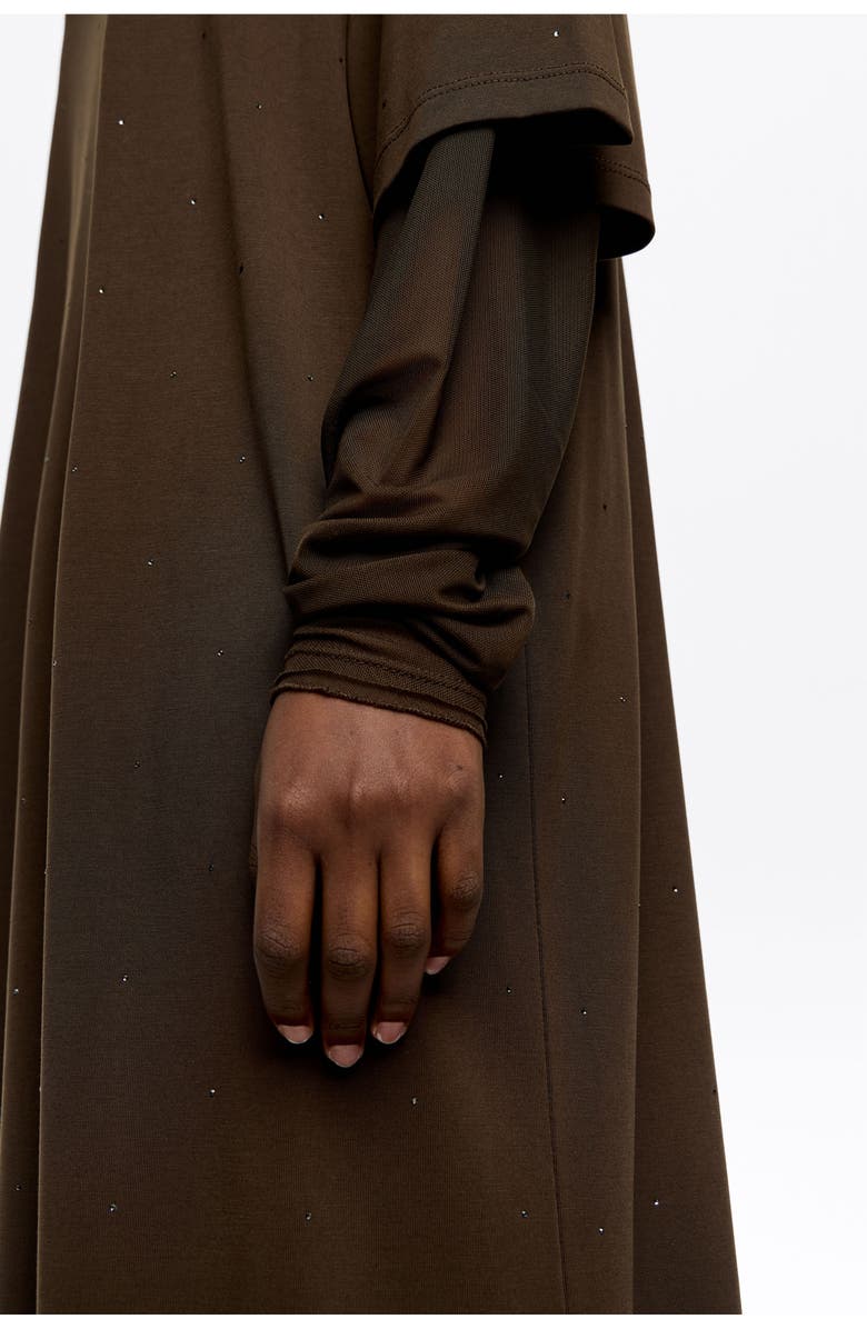 Bimba y Lola Tulle Sleeve Sress, Alternate, color, Dark Brown