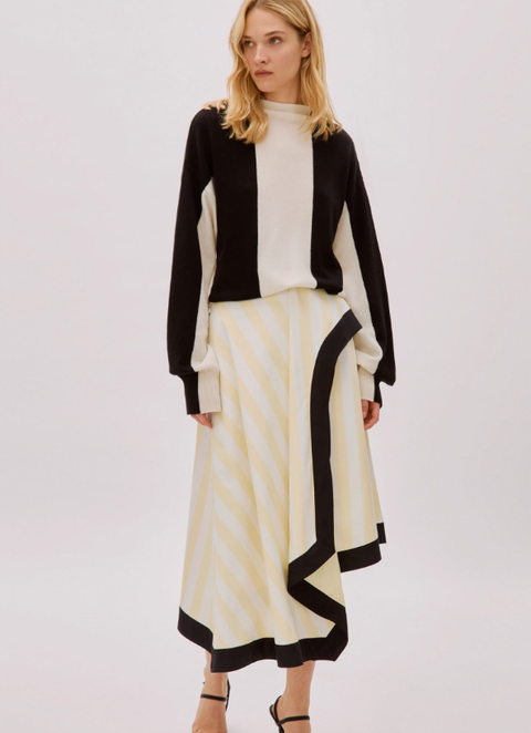 Kayra Cotton Striped Skirt