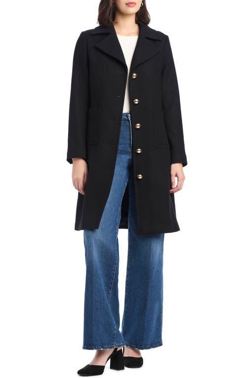 Kate Spade New York Single Breasted Notch Lapel Coat In Black