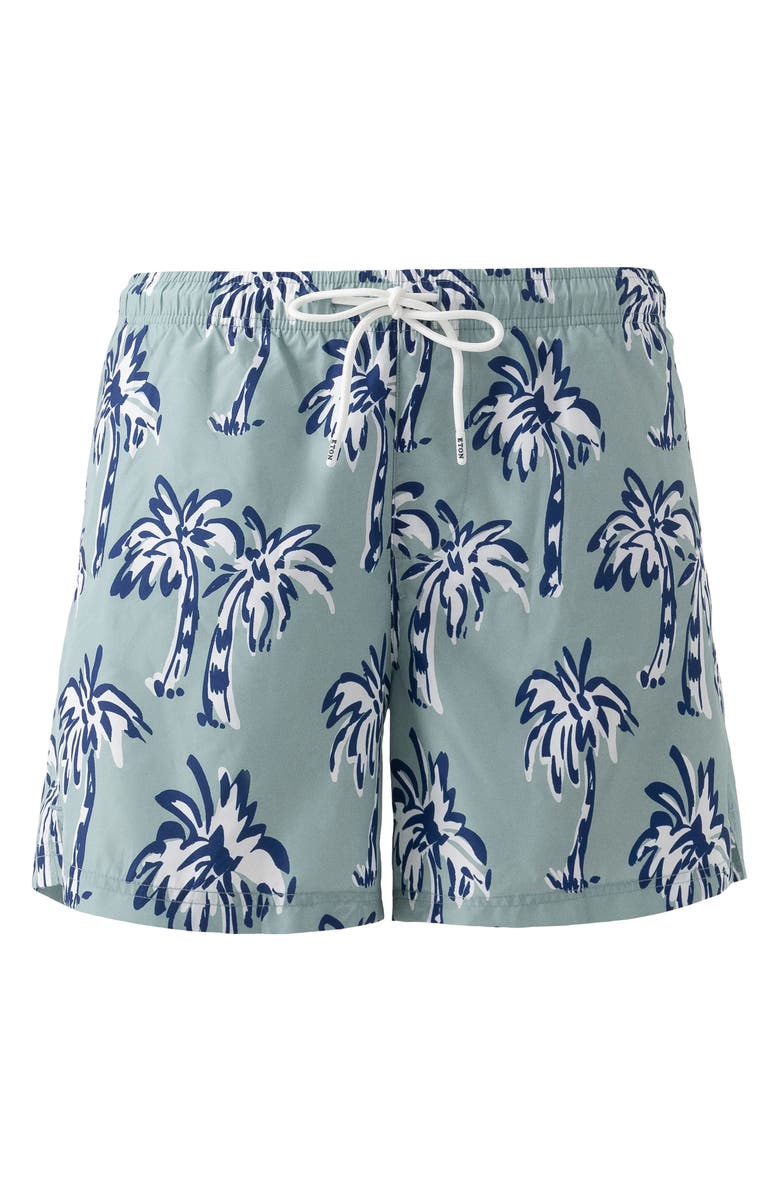 Eton Palm Tree Swim Trunks, Alternate, color, Medium Green