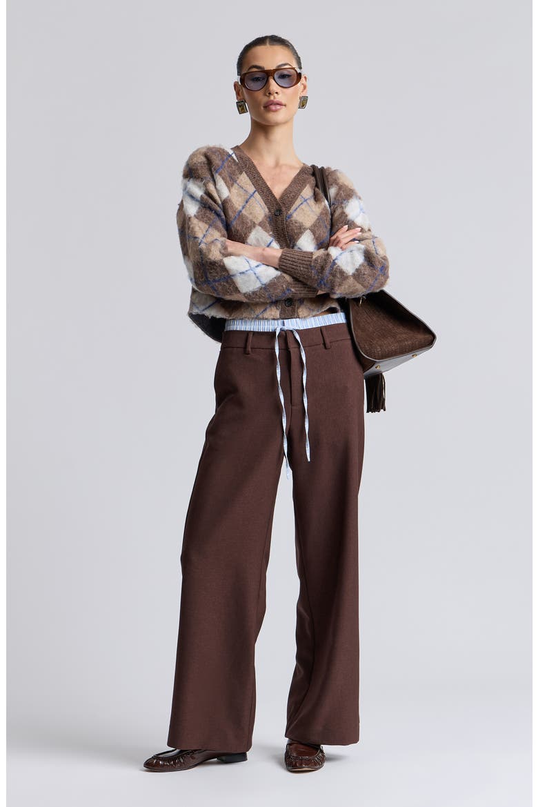 Argyle Jacquard Cardigan, Alternate, color, BROWN ARGYLE