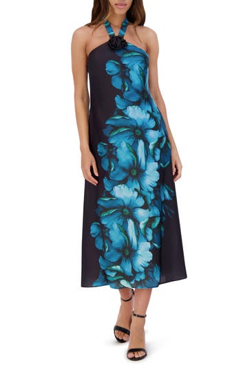 Siena Charmuse Printed Halter Dress In Multi