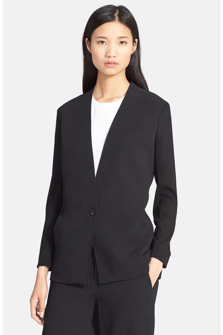 'Torsion' Contrast Sleeve One Button Jacket, Main, color, BLACK