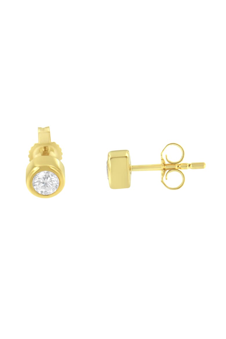 10K Gold 1/3rd Cttw Diamond Bezel Stud Earrings, Alternate, color, Yellow
