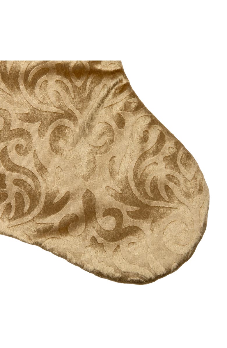 Northlight 20.5" Gold Etched Velvet Christmas Stocking with Glitter Print and Metallic Trim, Alternate, color, 