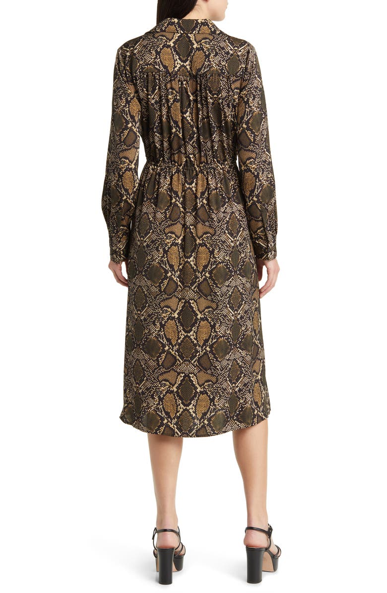 KOBI HALPERIN Snakeskin Print Front Tie Long Sleeve Shirtdress, Alternate, color, 