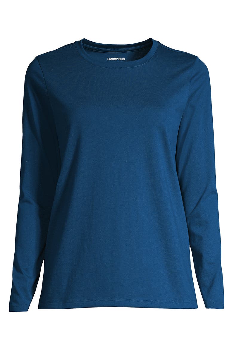 Relaxed Supima Cotton Long Sleeve Crew Neck T-Shirt, Alternate, color, Baltic Teal