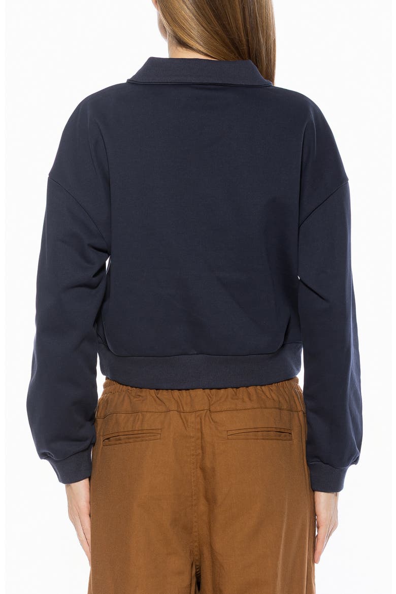 Kario Crop Polo Sweatshirt, Alternate, color, NAVY