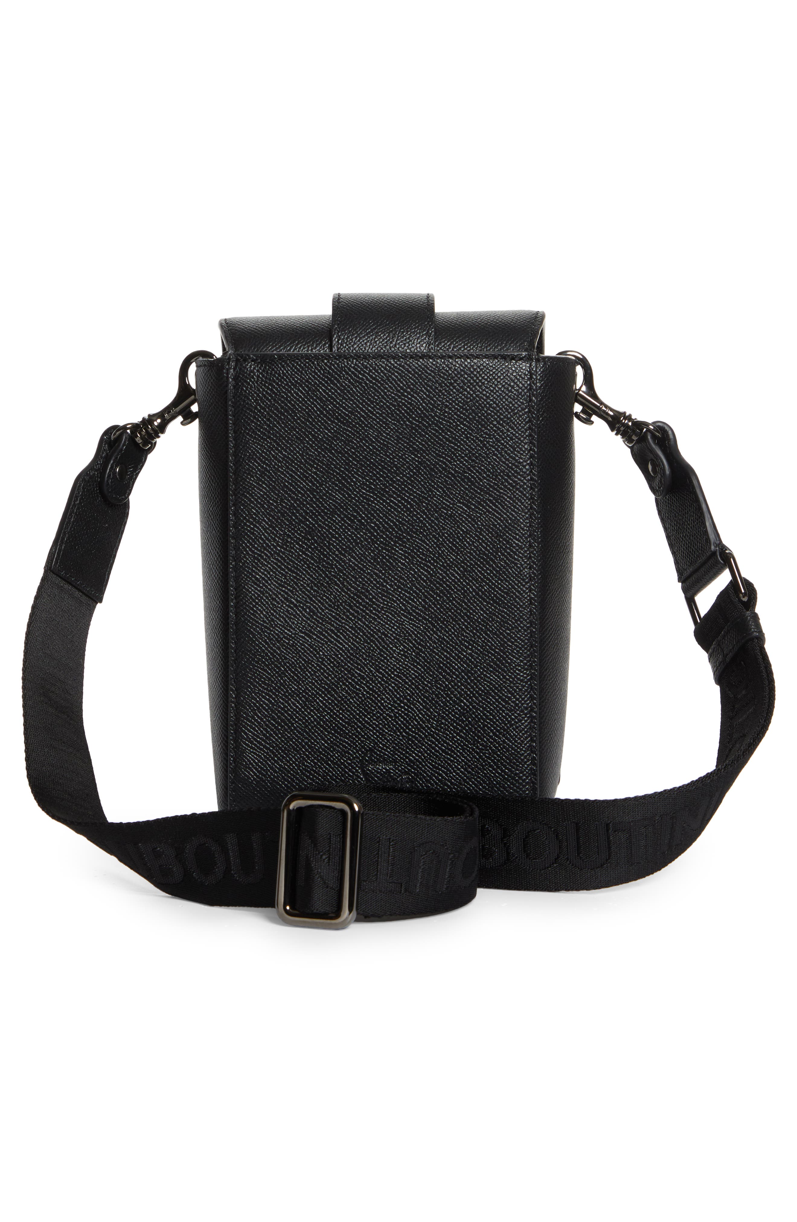 Groovy North/South Calfskin Crossbody Bag, Alternate, color, BLACK/ BLACK/ BLACK