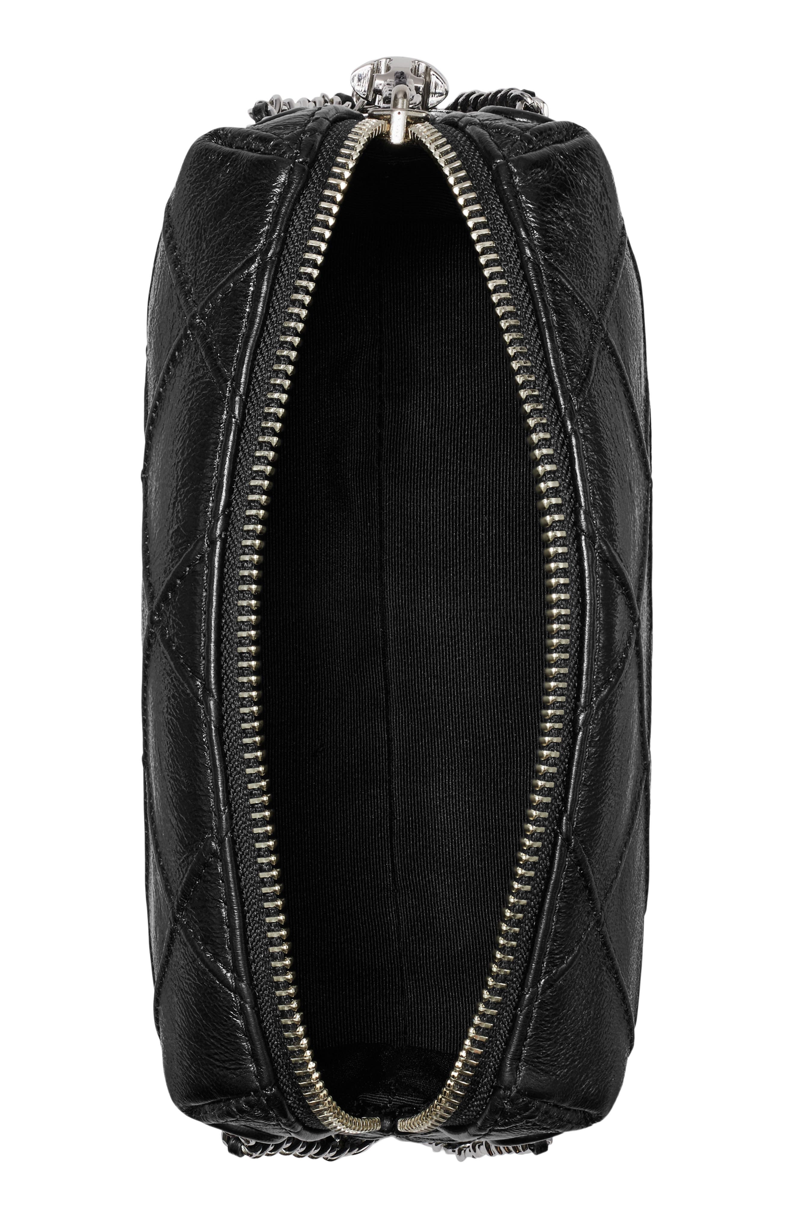 Tory Burch Fleming Soft Leather Crossbody Bag, Alternate, color, Black