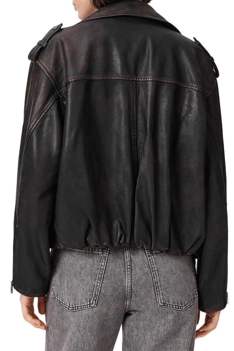 Samina Leather Biker Jacket, Alternate, color, BLACK/ BROWN