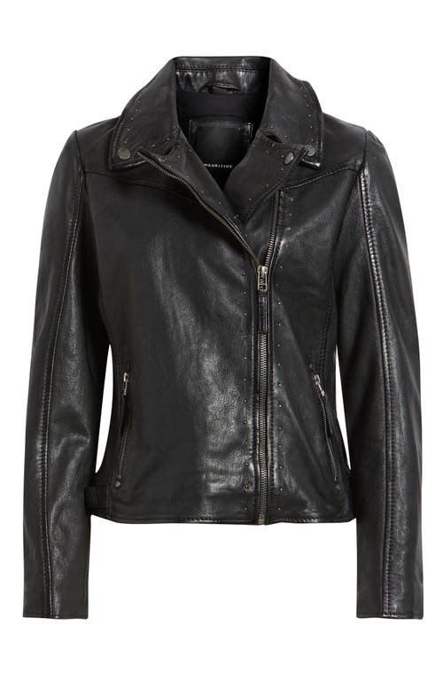 Mauritius Morgan Studded Leather Moto Jacket In Black