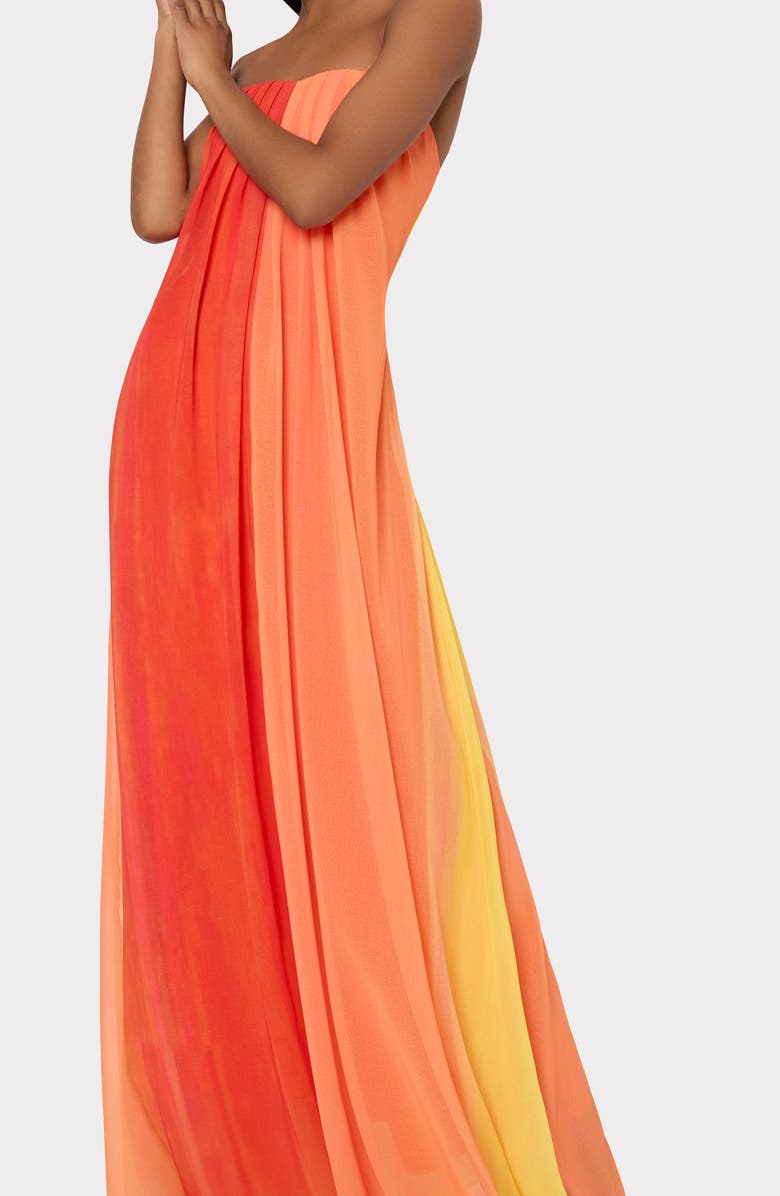 Milly Sunset Stripe Pleated Strapless Maxi Dress, Alternate, color,