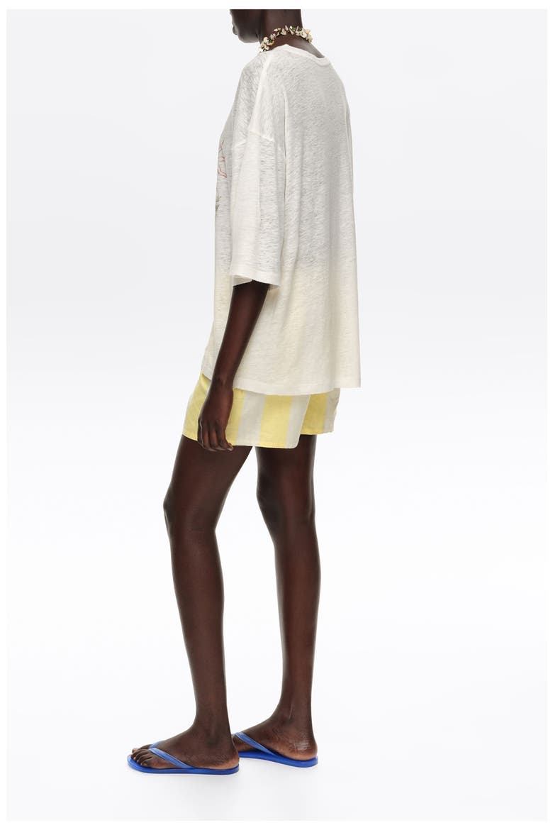 Striped Linen Blend Fitted Shorts, Alternate, color, STRIPES LIMELIGHT