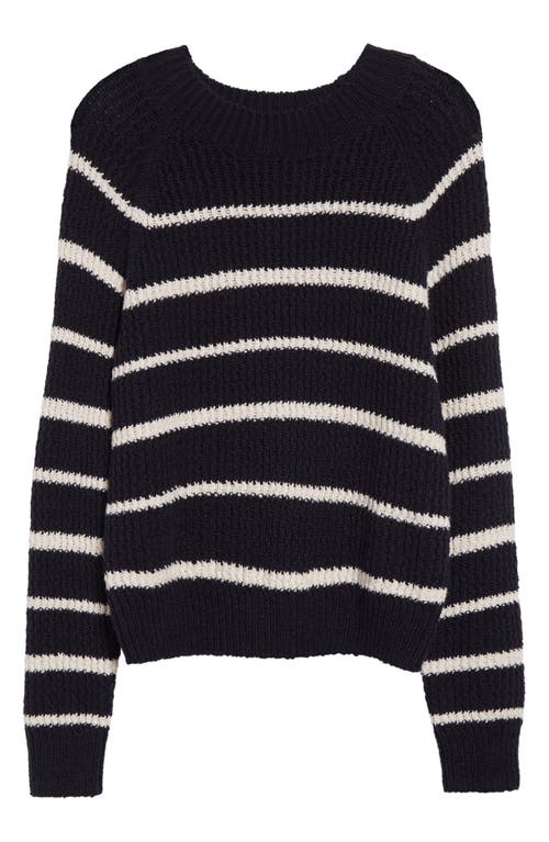 Vince Rib Stripe Crewneck Sweater In Navy/pampas