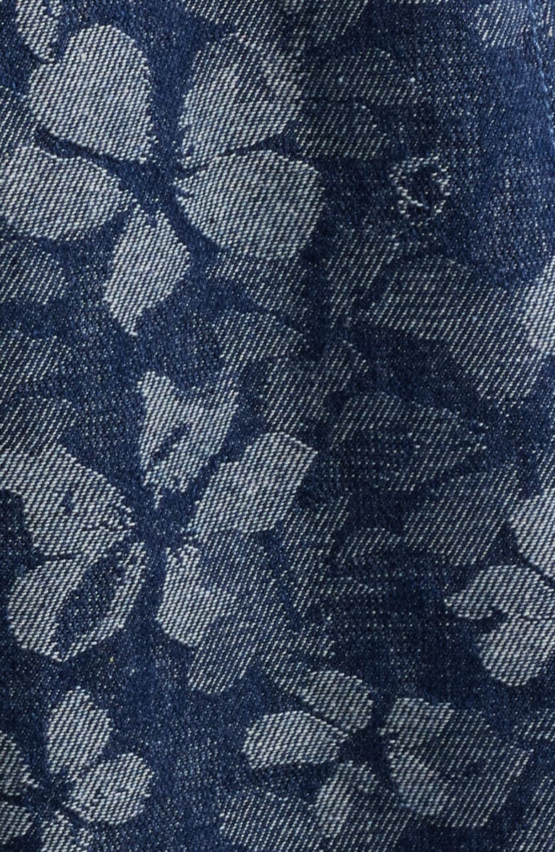 MOON RIVER Floral Denim Midi Dress, Alternate, color, Indigo