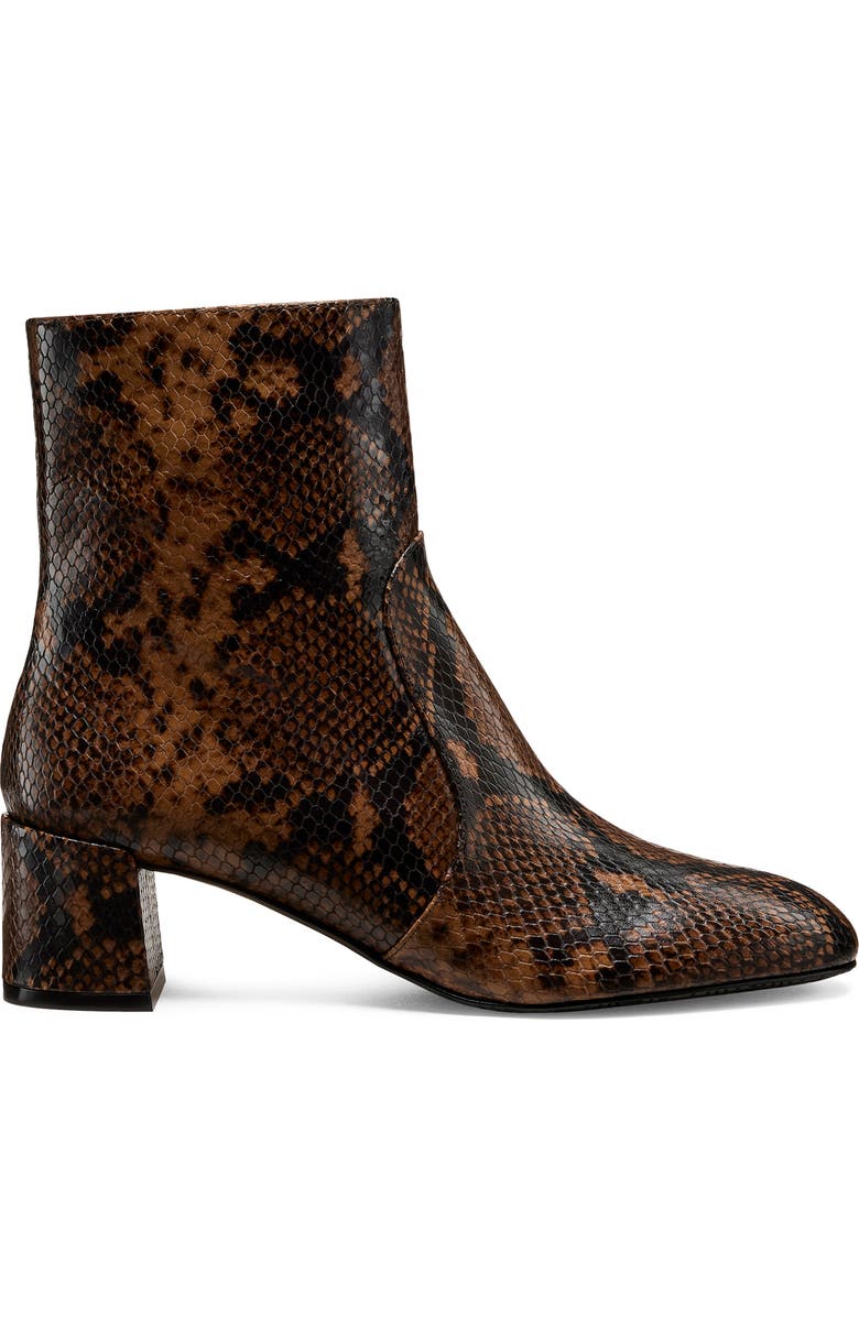 Stuart Weitzman Maeve Snakeskin Embossed Bootie, Alternate, color, Espresso